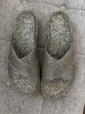 Like New, JCrew sparkly cross strap sandals .